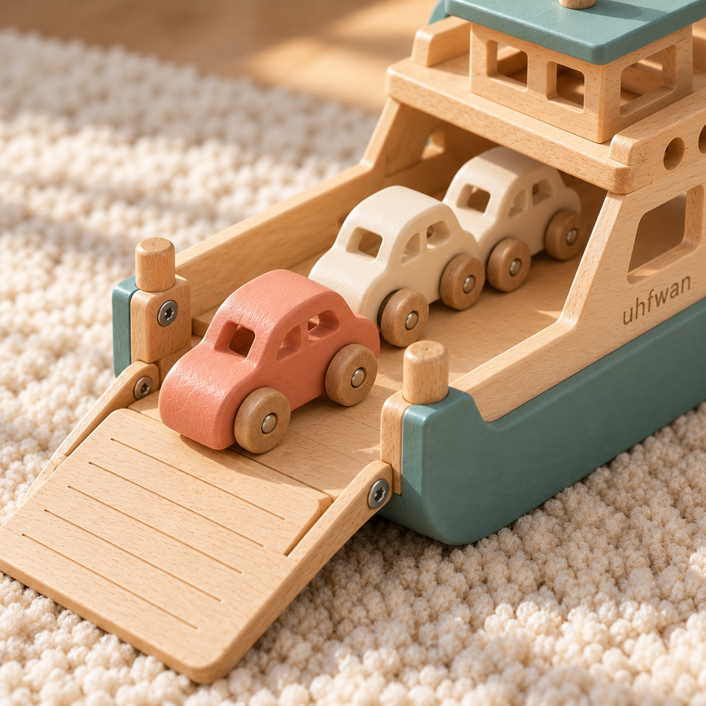 uhfwan Cloud Harbor Wooden Ferry Play Set - detail