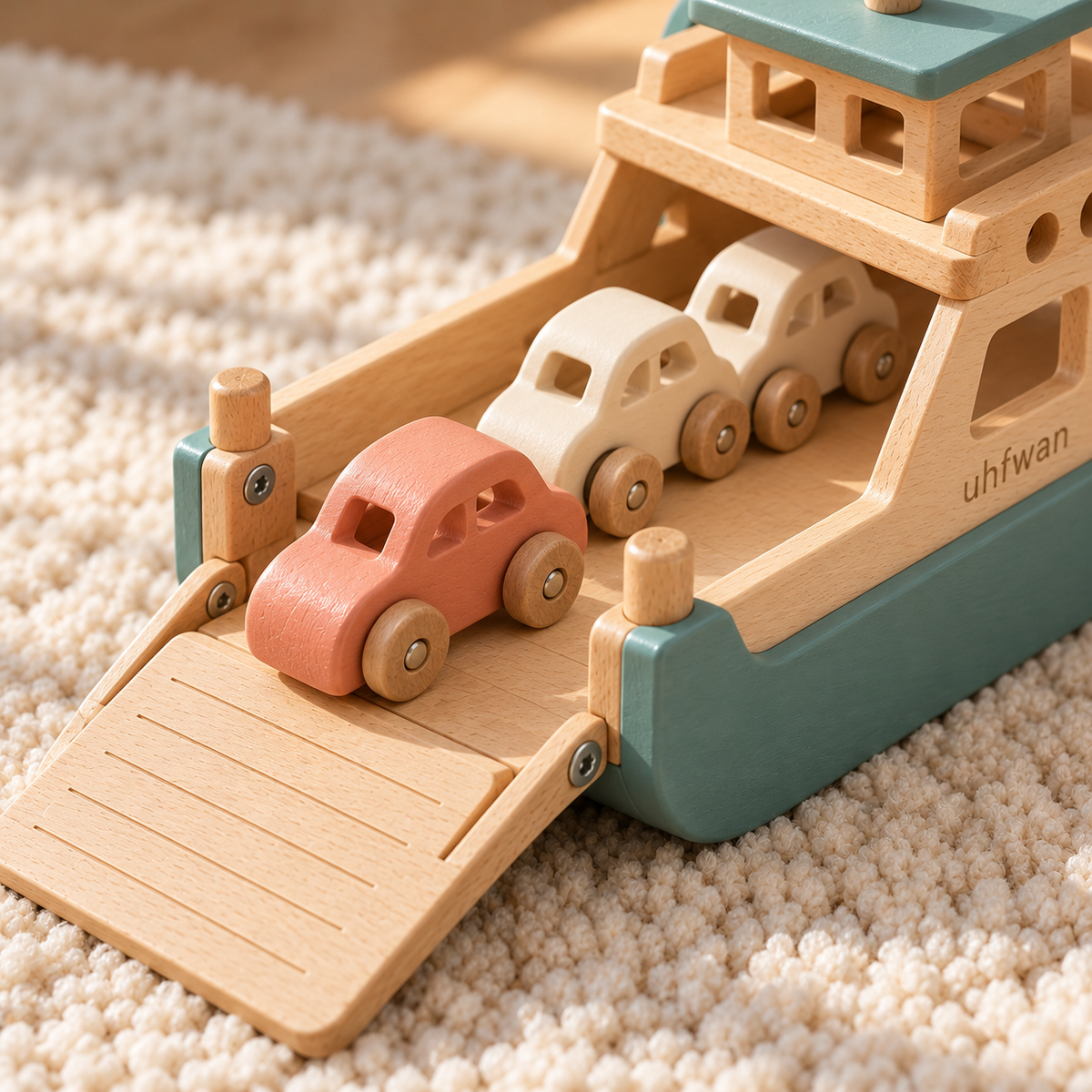 uhfwan Cloud Harbor Wooden Ferry Play Set - detail
