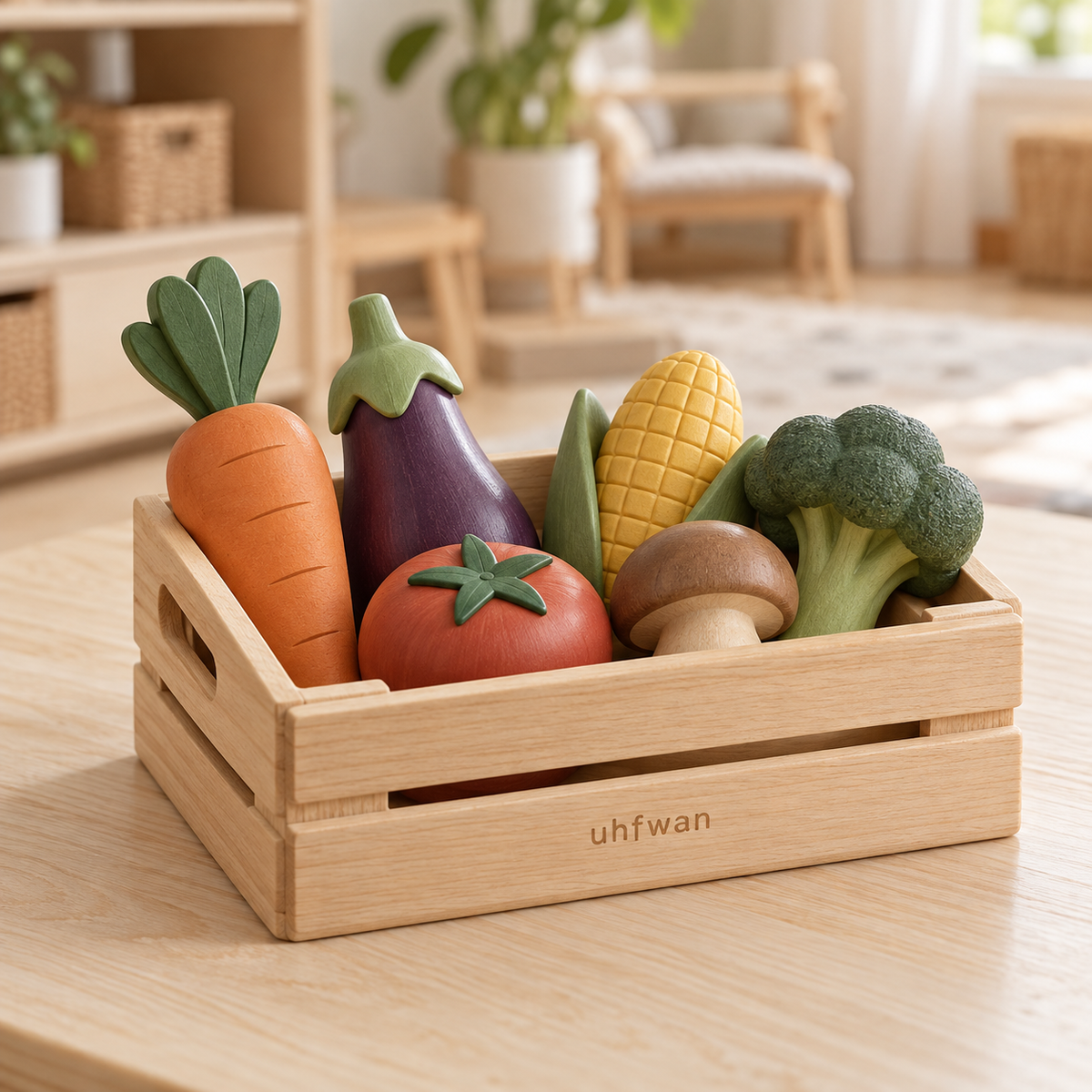 uhfwan Meadow Market Wooden Vegetable Crate - lifestyle