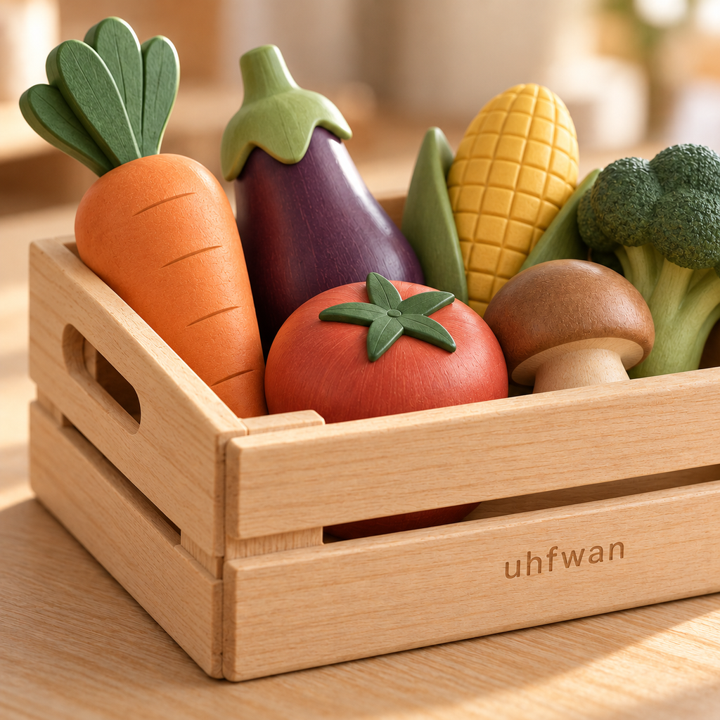 uhfwan Meadow Market Wooden Vegetable Crate - detail