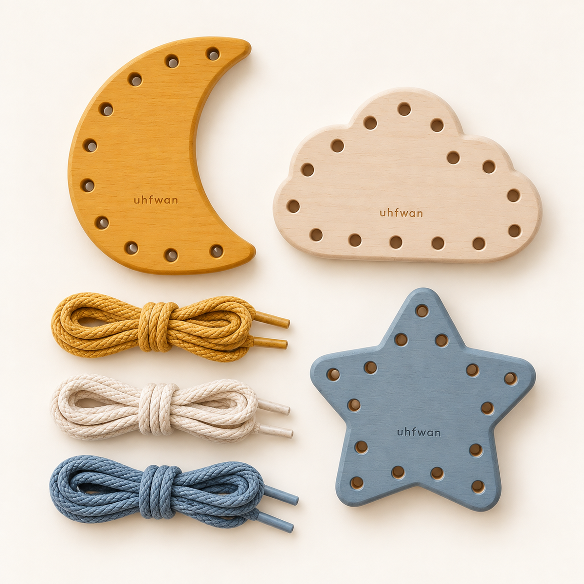uhfwan Moonlight Wooden Lacing Cards - product