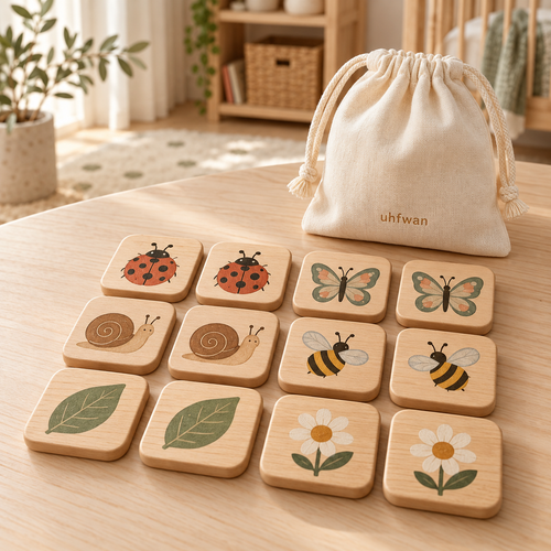 uhfwan Garden Friends Wooden Memory Tiles - lifestyle