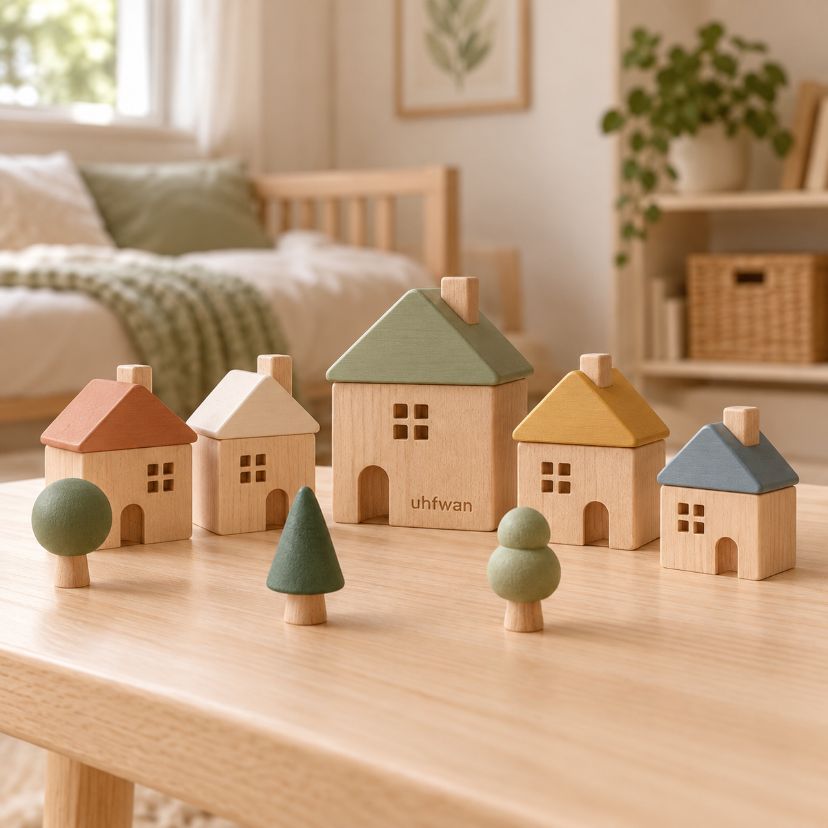 uhfwan Pebble Town Wooden Building Village - lifestyle