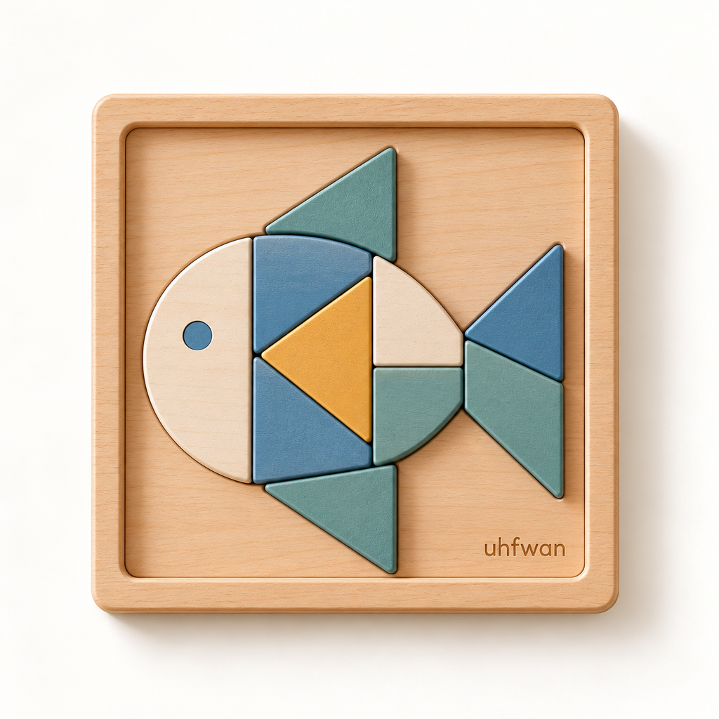 uhfwan Ocean Shapes Wooden Mosaic Board - product