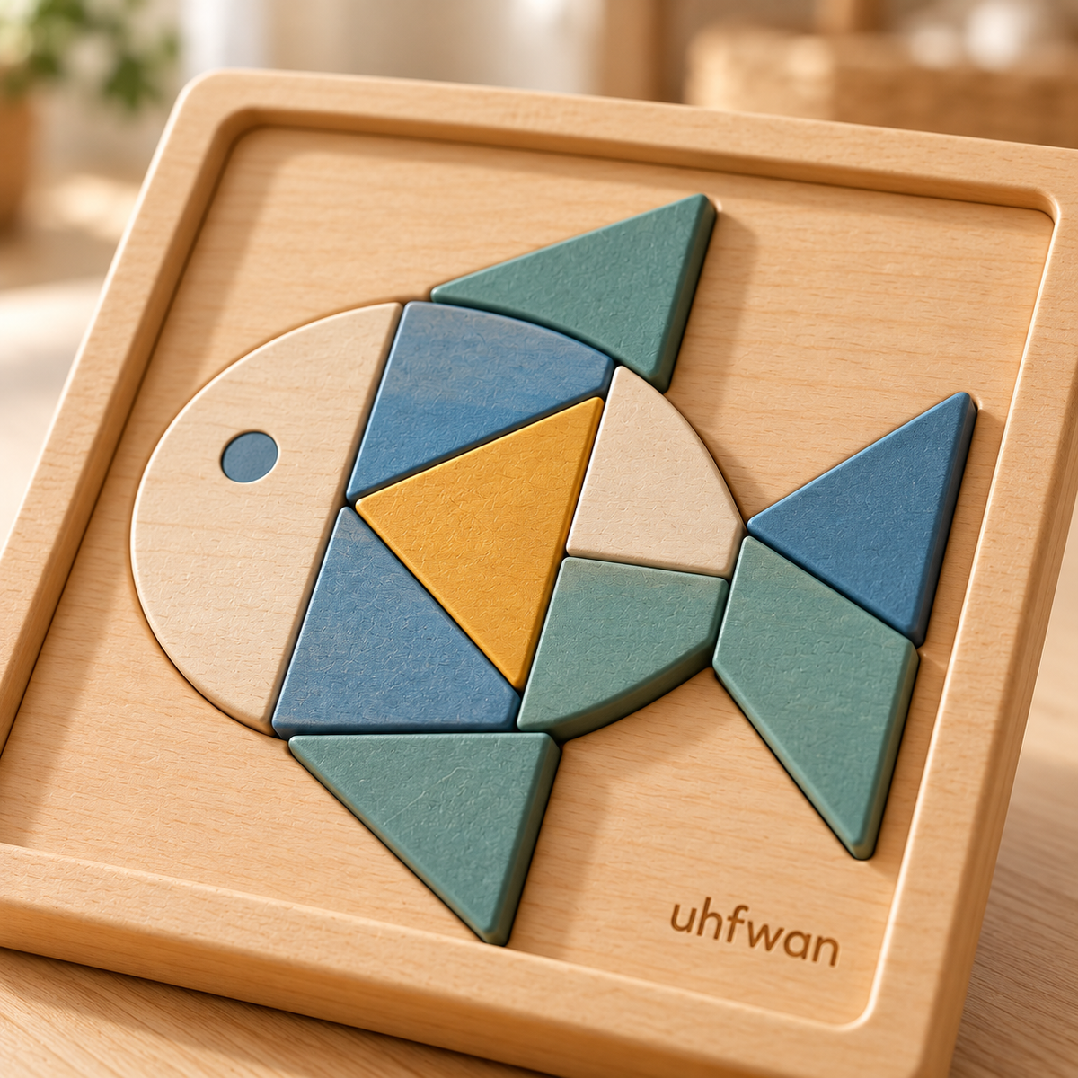 uhfwan Ocean Shapes Wooden Mosaic Board - detail