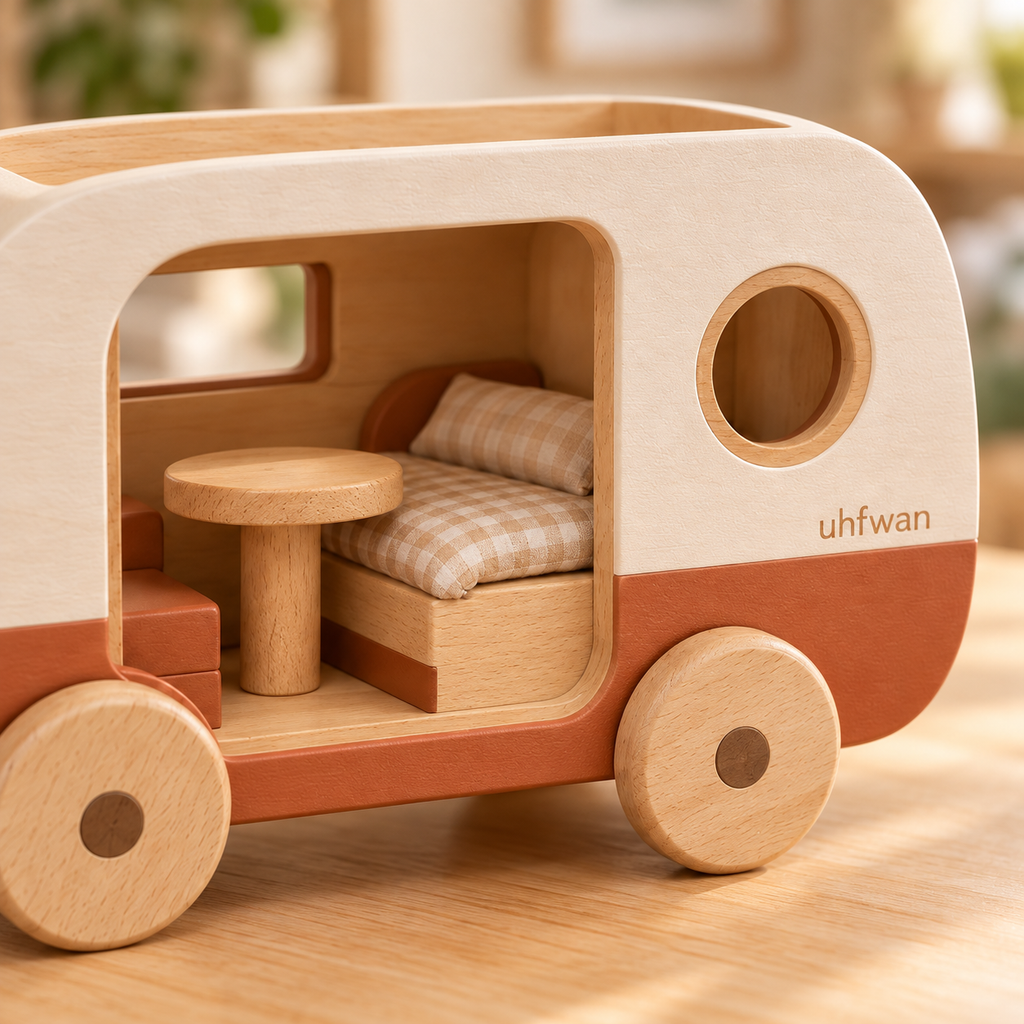 uhfwan Woodland Camper Wooden Caravan - detail